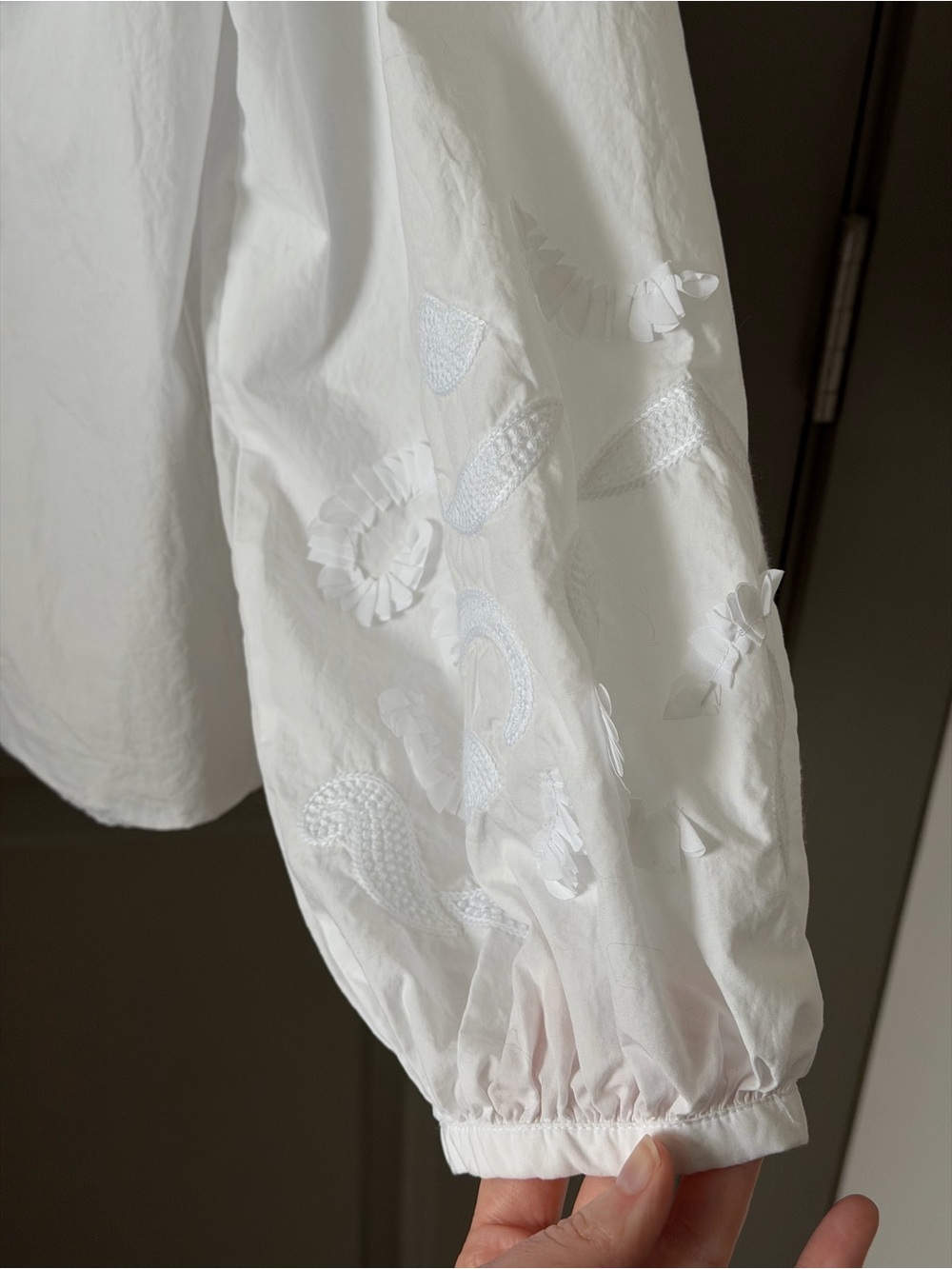 LOFT | White Cotton Paisley Embroidered Peasant Blouse - Picture 7 of 9